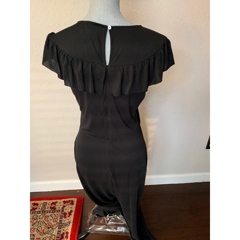 Mo:Vint Black Sheer Collarbone Jumpsuit - Picture 8 of 14